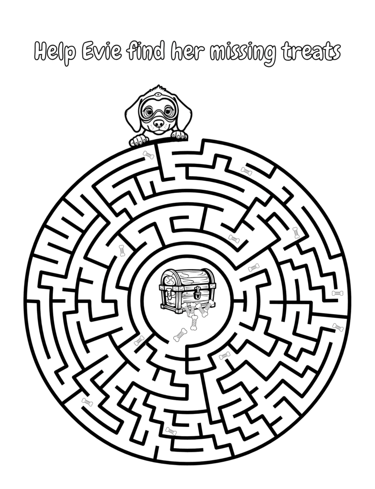 Printable Treasure maze activity for kids ages 3–8