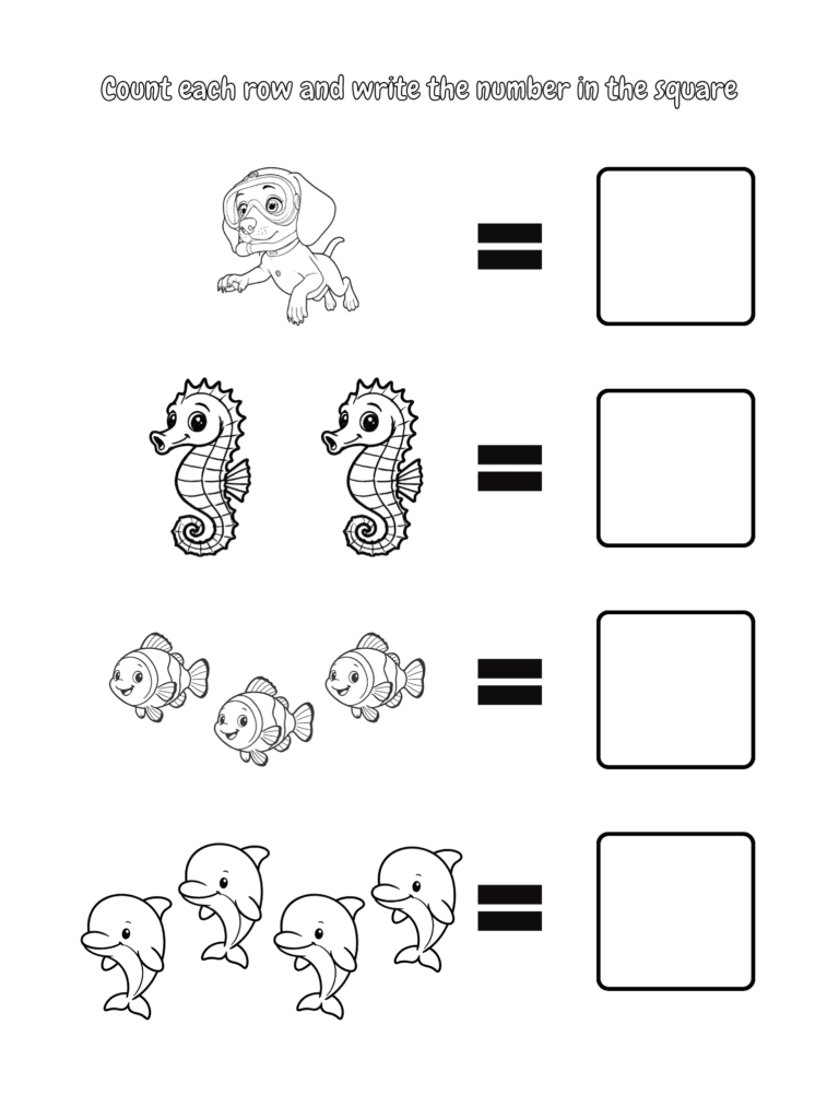 Printable Count and write the number activity for kids ages 3–8