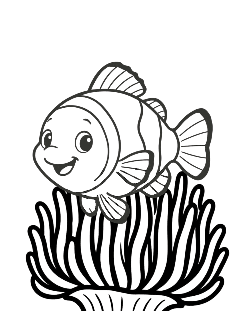 Printable Clownfish coloring page for kids ages 3–8
