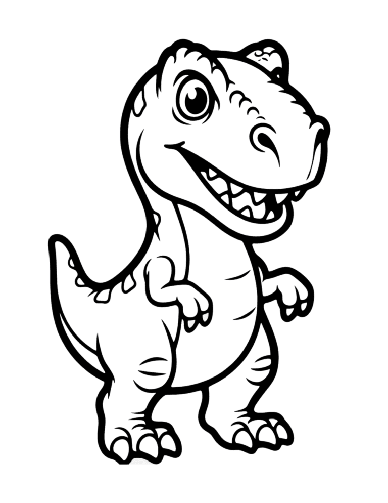 Printable T-rex coloring page for kids ages 3–8