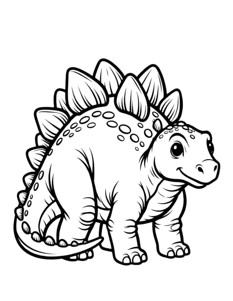 Printable Stegosaurus coloring page for kids ages 3–8