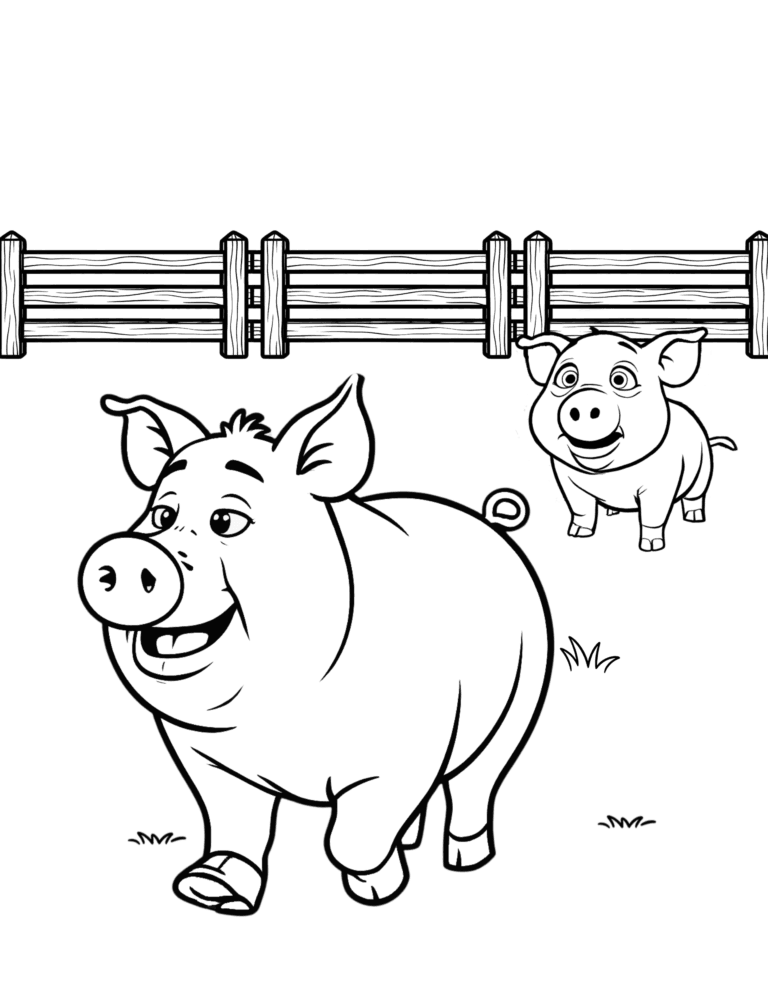 Printable 2 Pigs in a pen for kids ages 3–8