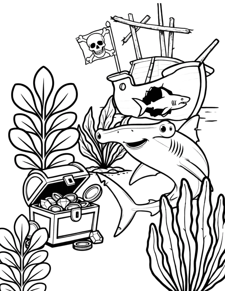 Printable Pirate ship coloring page for kids ages 3–8