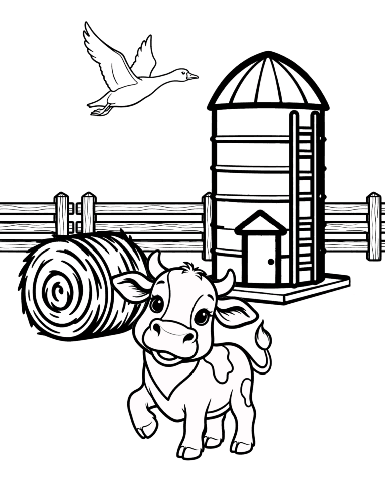 Printable Farm silo coloring page for kids ages 3–8