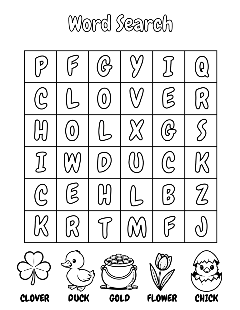 Printable St Patrick's word search activity for kids ages 3–8