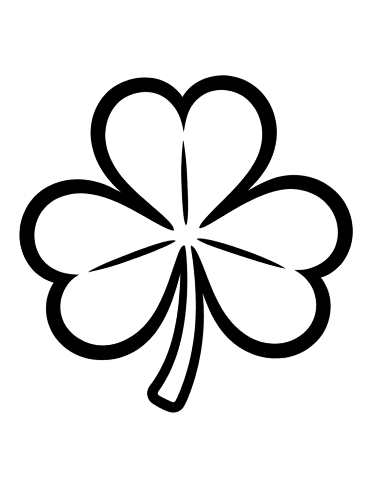Printable Clover coloring page for kids ages 3–8