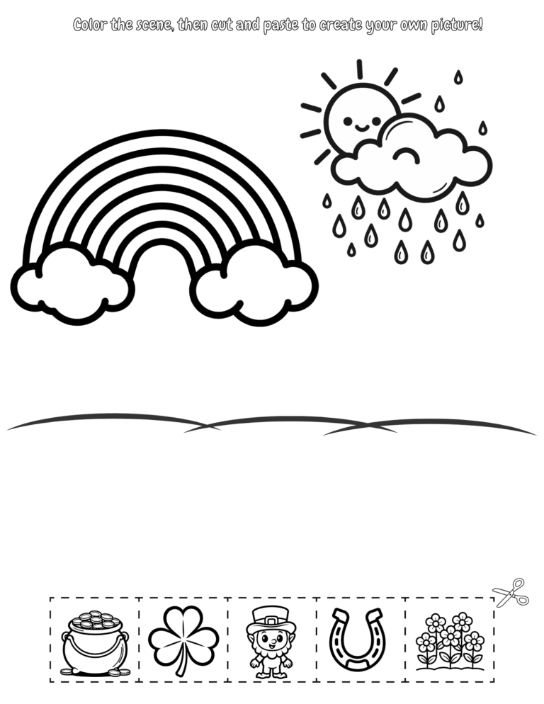 Printable Weather cut and paste activity for kids ages 3–8