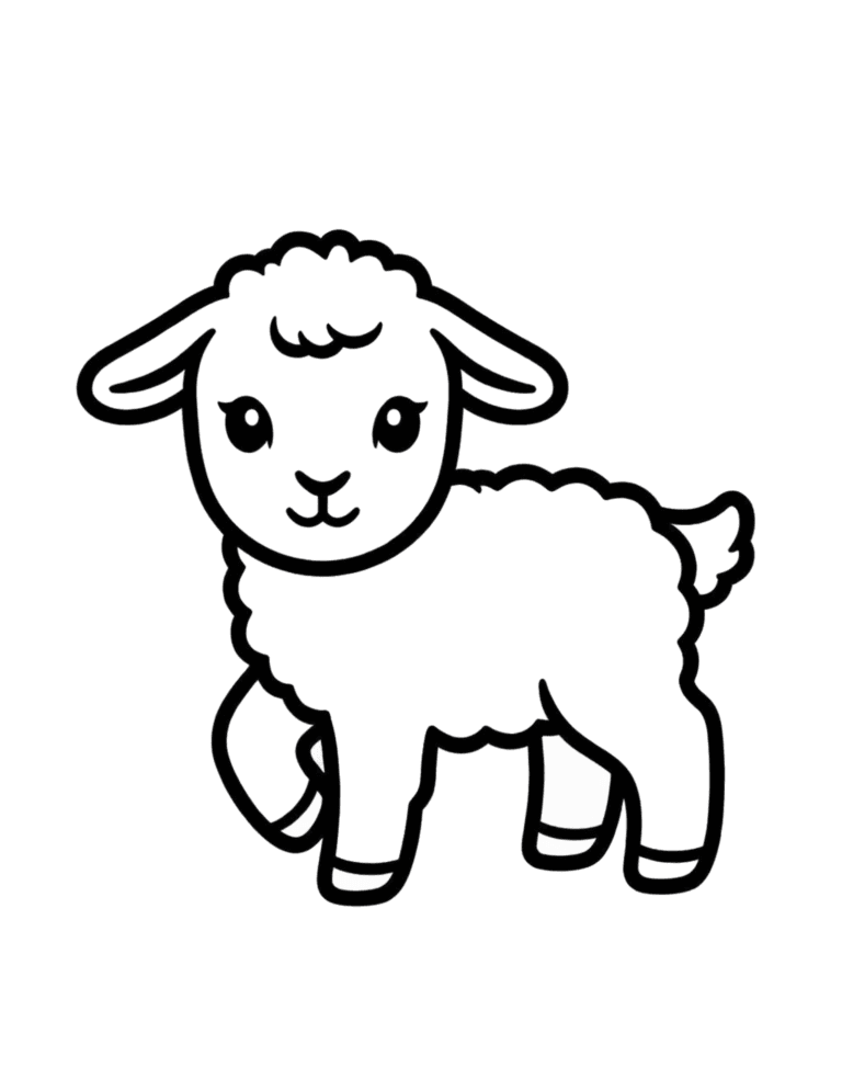 Printable Lamb coloring page for kids ages 3–8