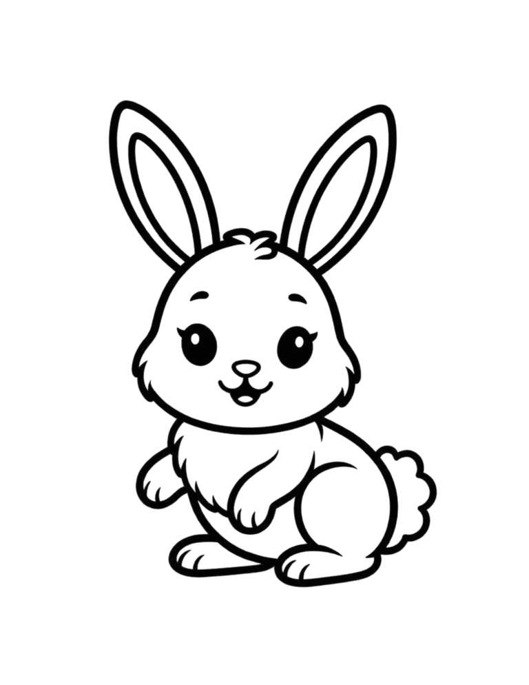 Printable Bunny coloring page for kids ages 3–8