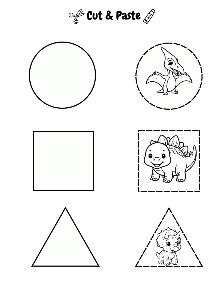 Printable Shapes cut and paste activity for kids ages 3–8