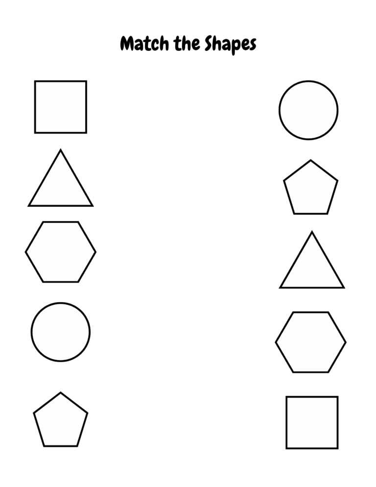 Printable Match the shapes activity for kids ages 3–8