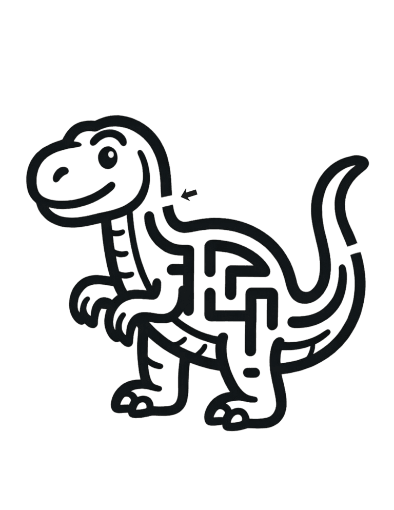 Printable Dinosaur maze 1 activity for kids ages 3–8