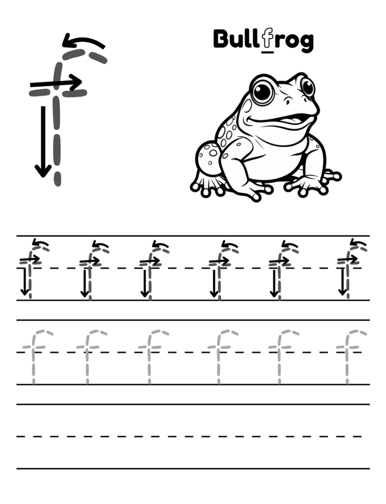 Printable Letter B tracing bullfrog activity for kids ages 3–8