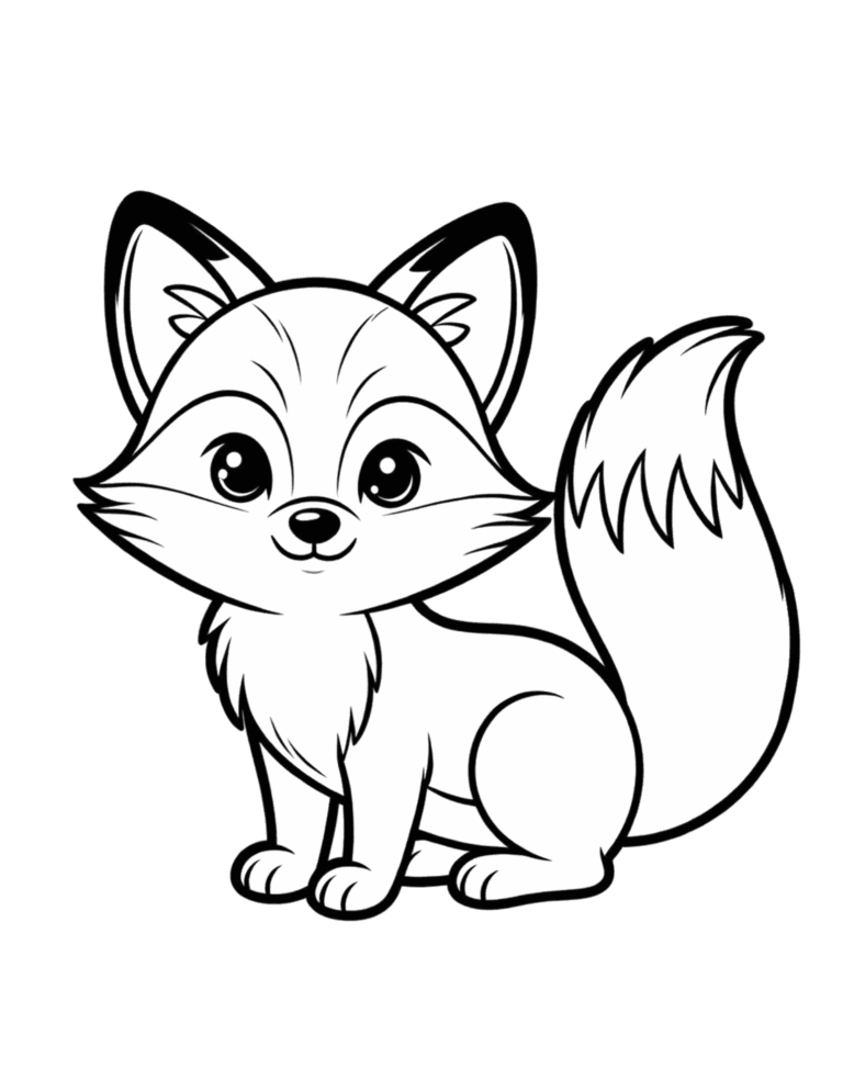 Printable Fox coloring page for kids ages 3–8