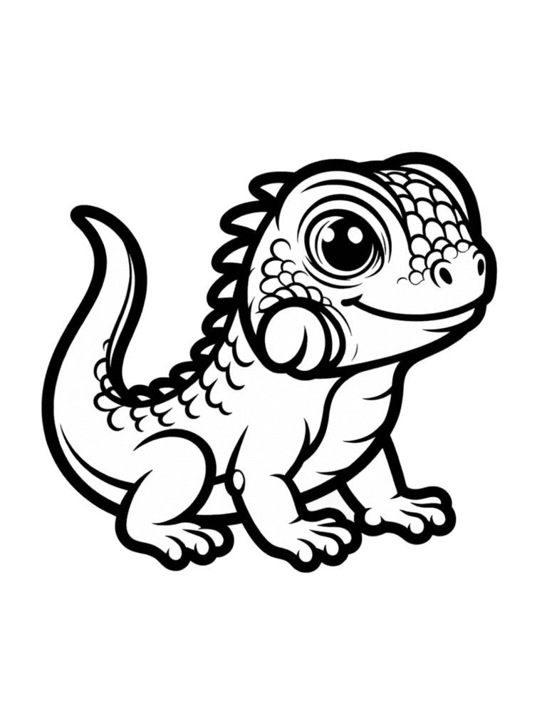 Printable Lizard coloring page for kids ages 3–8