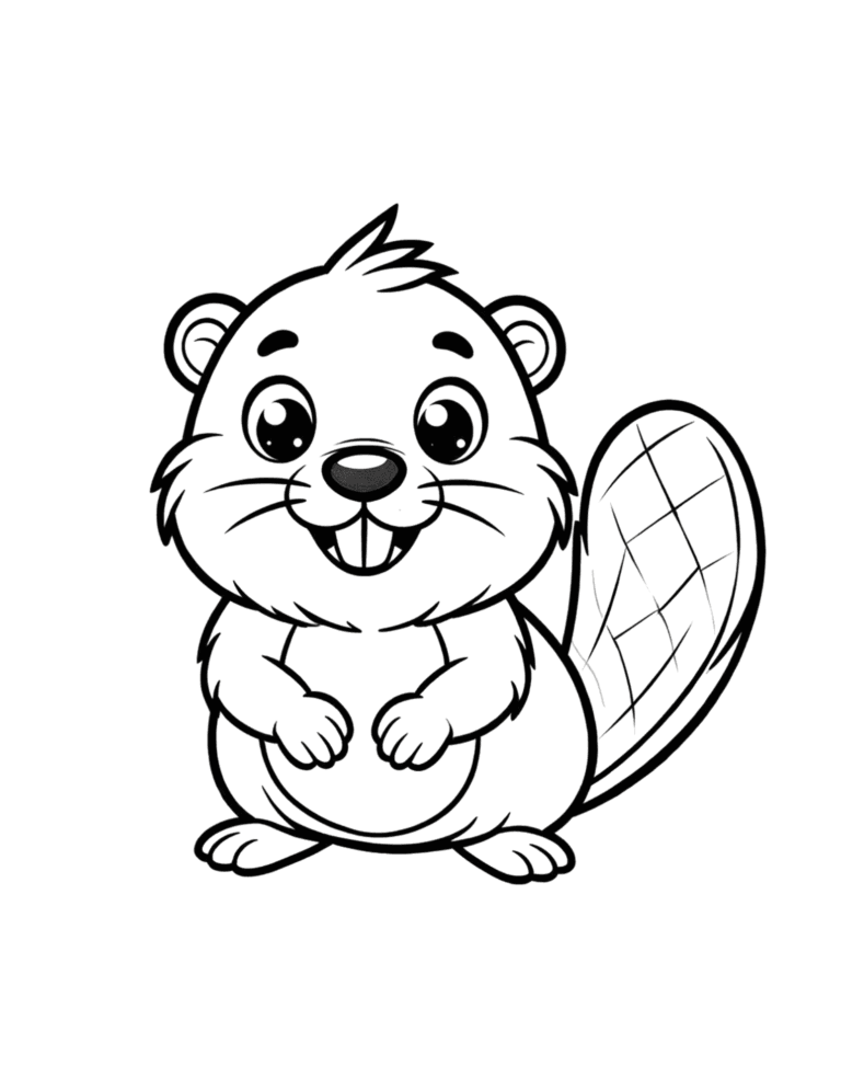 Printable Beaver coloring page for kids ages 3–8