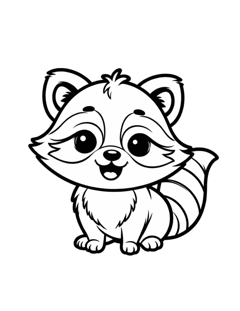 Printable Raccoon coloring page for kids ages 3–8