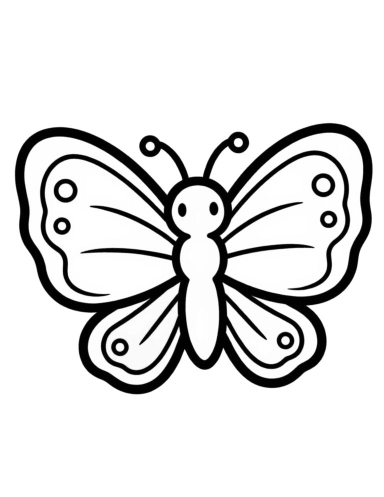 Printable Butterfly coloring page for kids ages 3–8