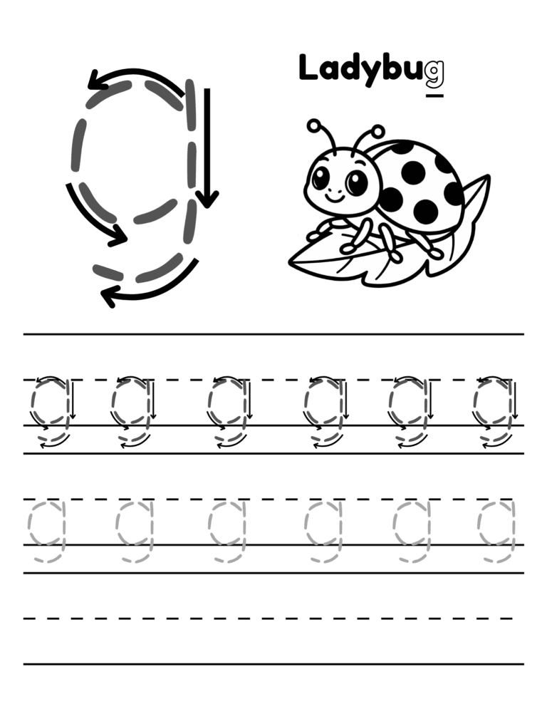 Printable Letter L tracing ladybug activity for kids ages 3–8
