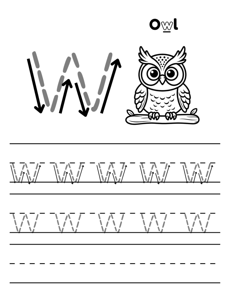 Printable Letter O tracing owl activity for kids ages 3–8