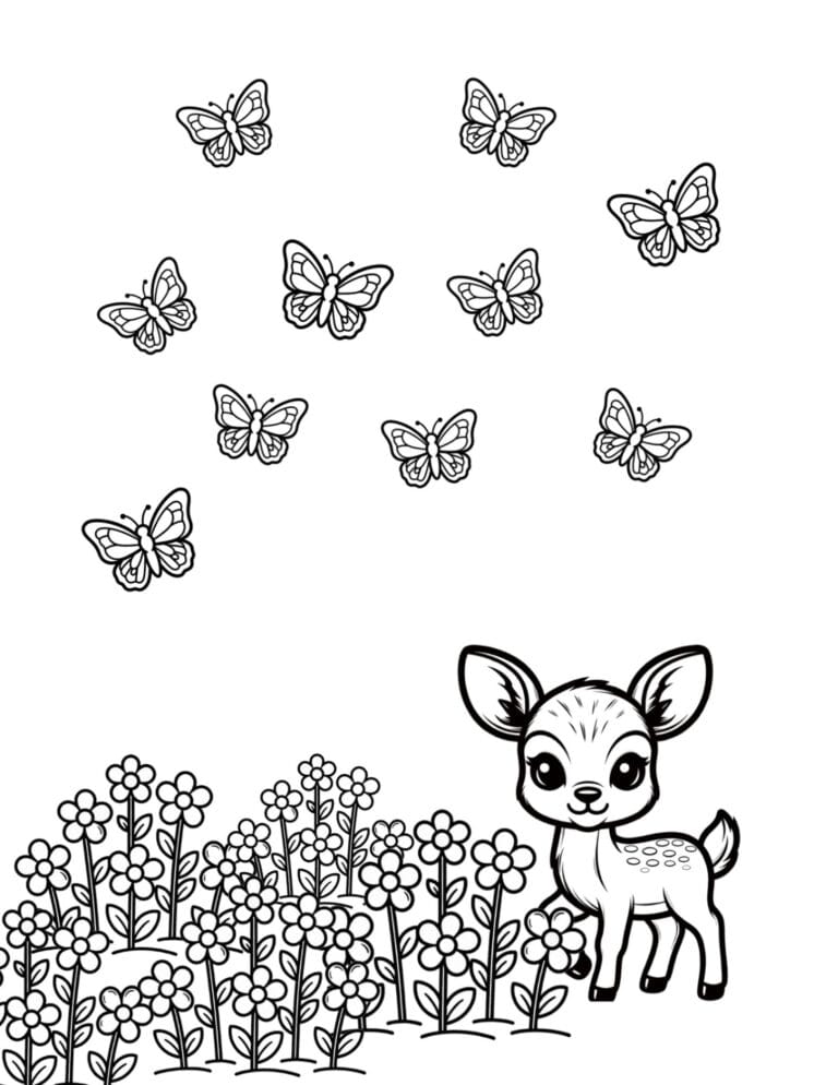 Printable Butterflies coloring page for kids ages 3–8