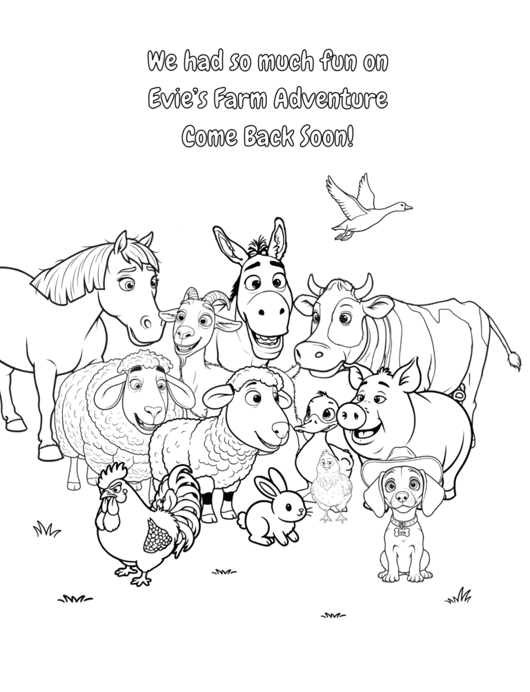Thank-you page from Evie’s Farm Adventures
