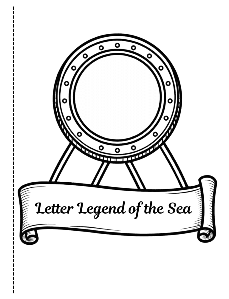 Printable Letter Legend of the Sea badge for kids ages 3–8
