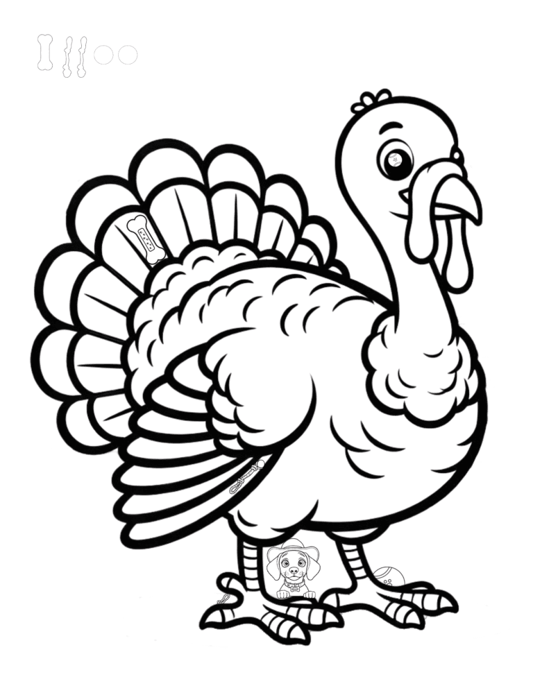 Printable turkey farm coloring page for kids ages 3–8