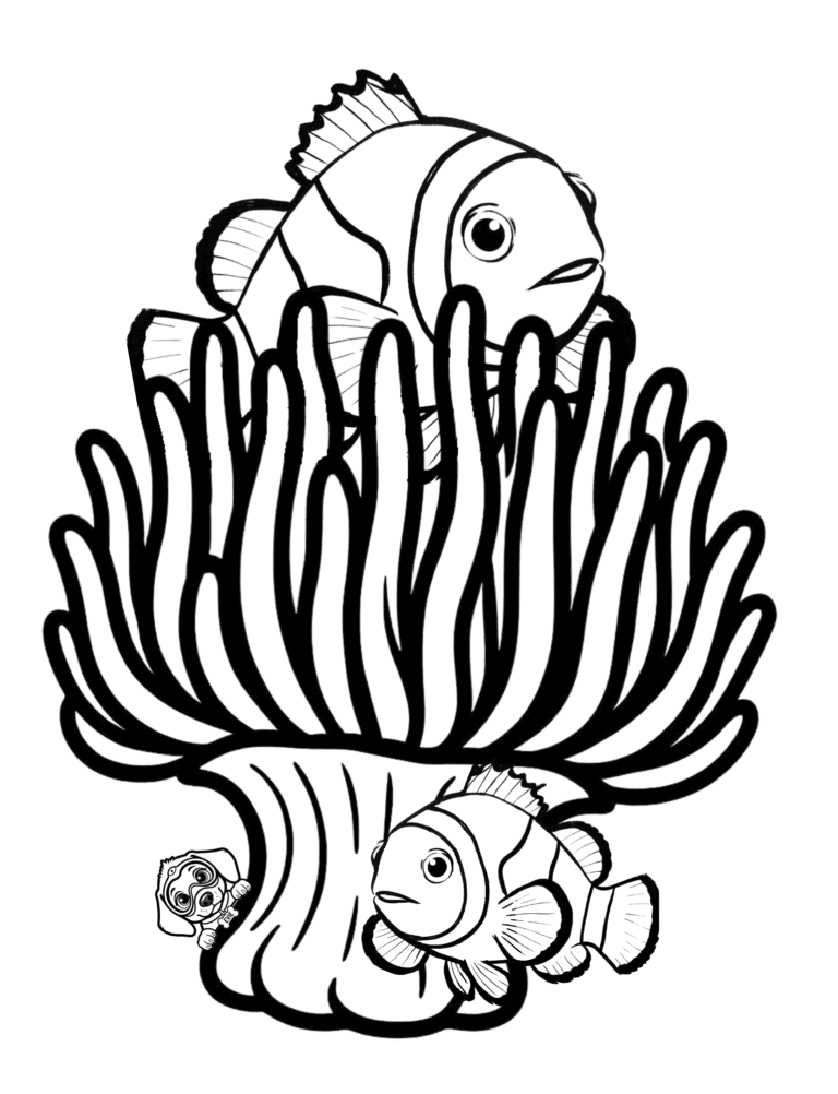Printable sea anemone ocean coloring page for kids ages 3–8