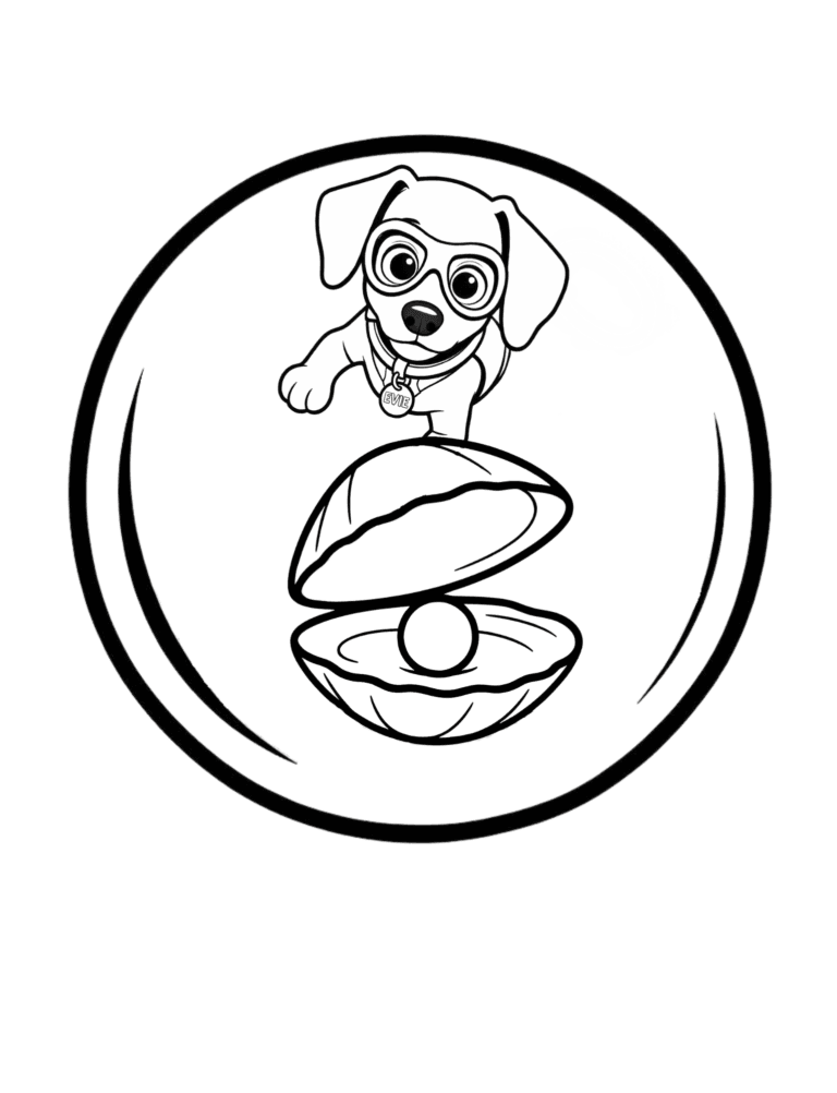 Printable pearl clam ocean coloring page for kids ages 3–8