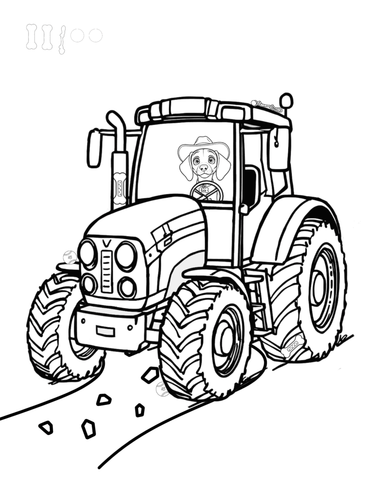 Printable tractor farm coloring page for kids ages 3–8