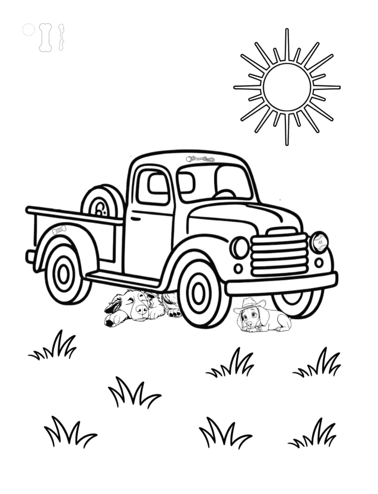 Printable farm truck coloring page for kids ages 3–8