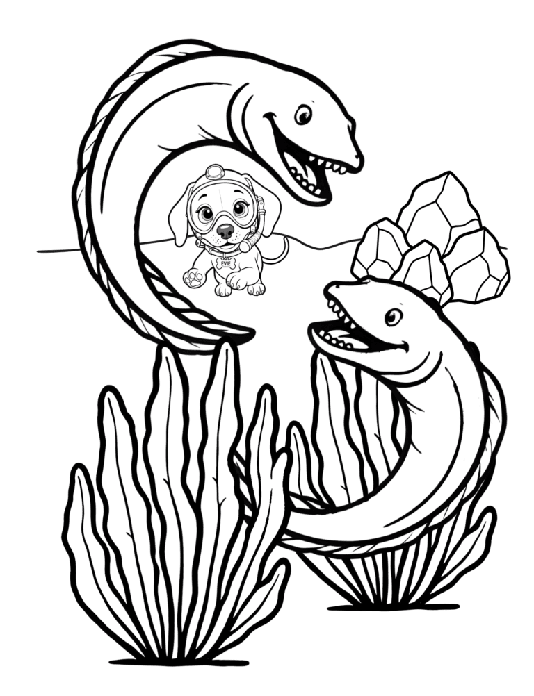 Printable sea eel ocean coloring page for kids ages 3–8