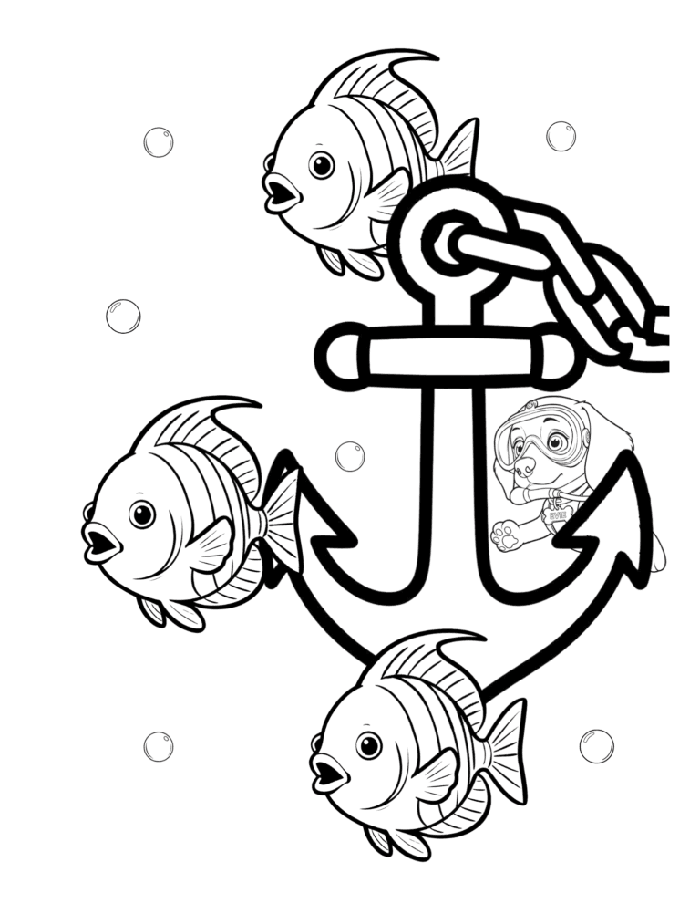 Printable anchor ocean coloring page for kids ages 3–8