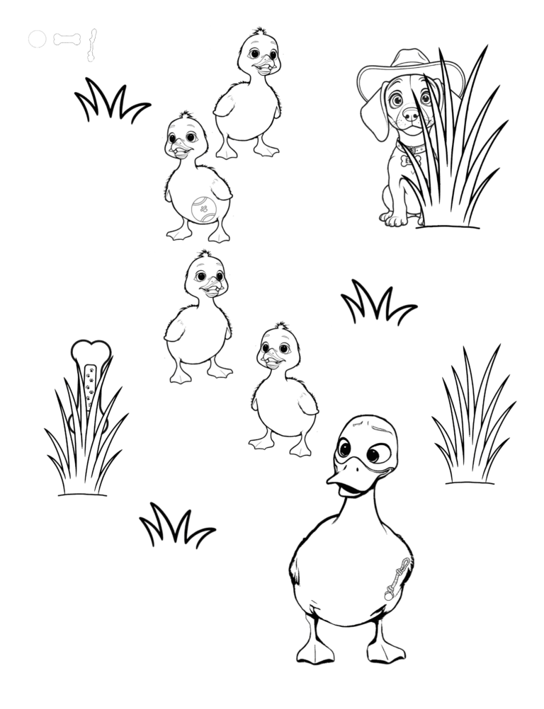 Printable ducklings farm coloring page for kids ages 3–8