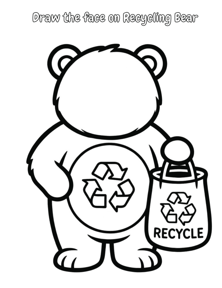 Printable Draw the bear's face activity for kids ages 3–8