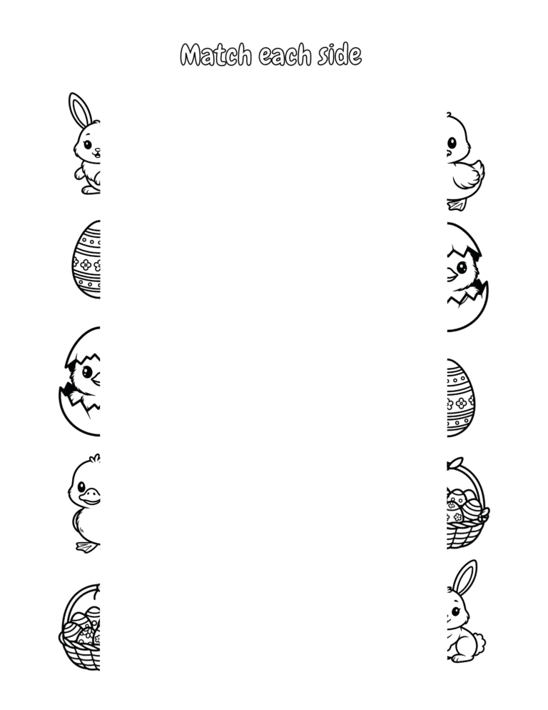 Printable Finish the other half – spring for kids ages 3–8