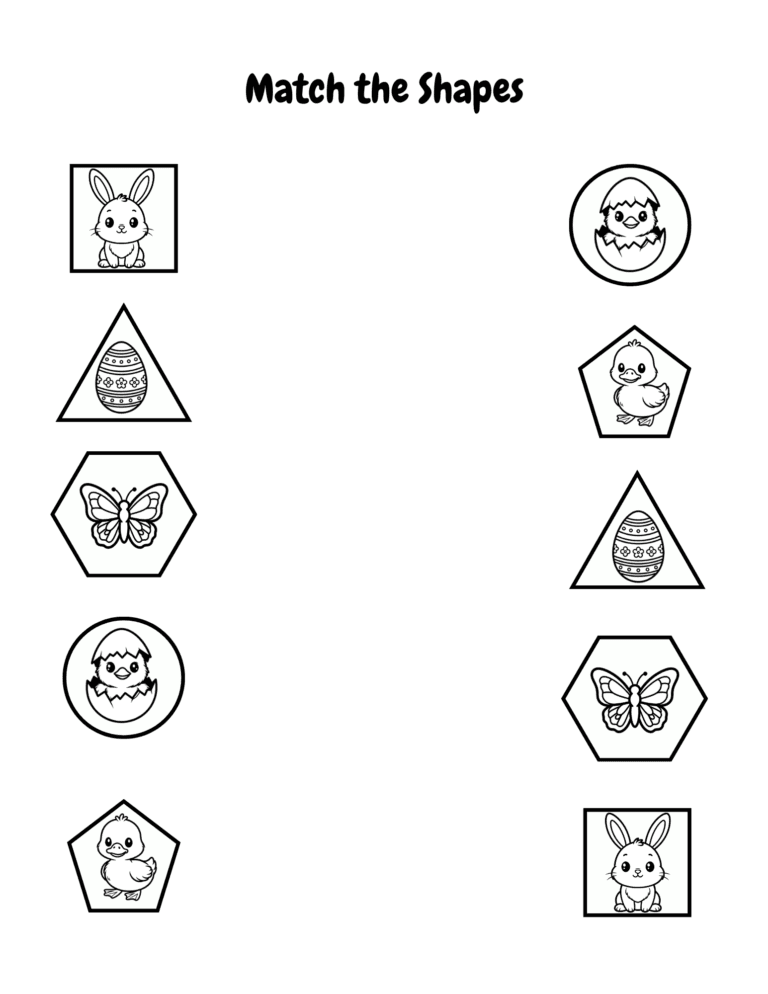 Printable Match the shapes for kids ages 3–8