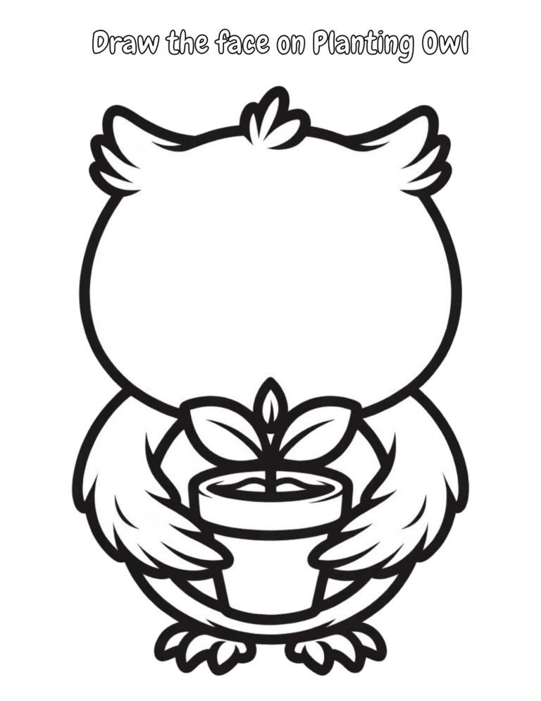 Printable Draw the owl's face activity for kids ages 3–8