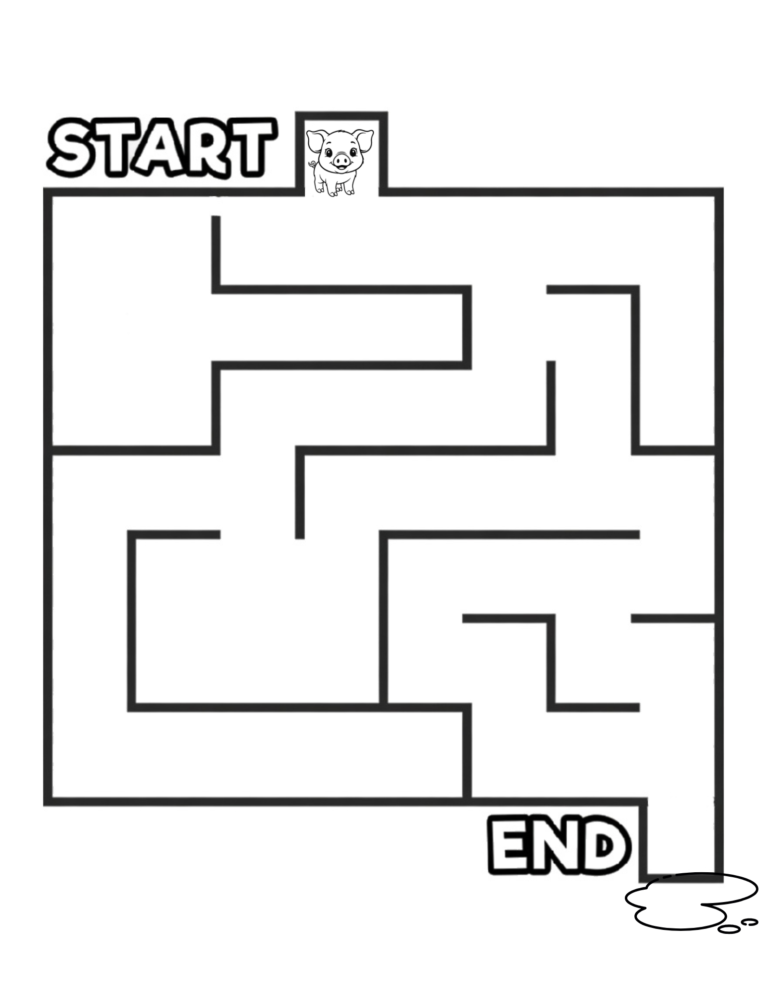 Printable Farm maze easy activity for kids ages 3–8