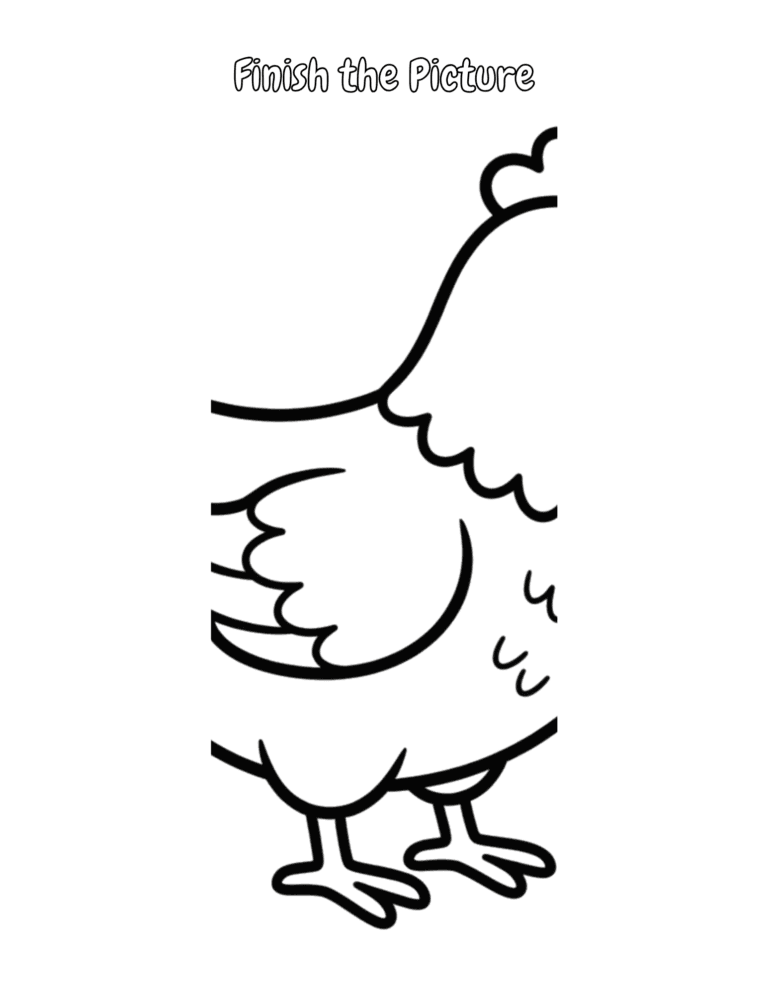 Printable Finish the hen activity for kids ages 3–8