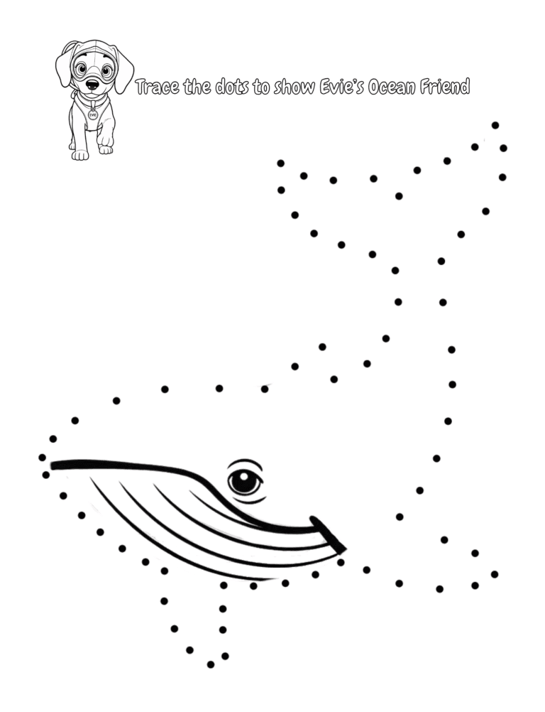 Printable Whale dot-to-dot activity for kids ages 3–8