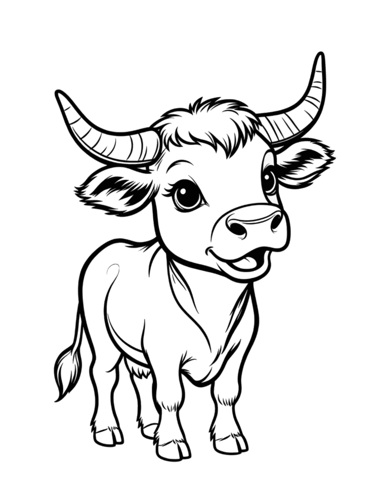 Printable Cow coloring page for kids ages 3–8