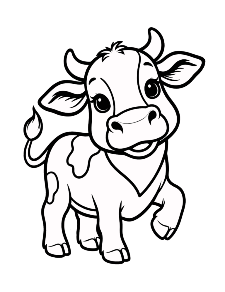 Printable Cow coloring page for kids ages 3–8