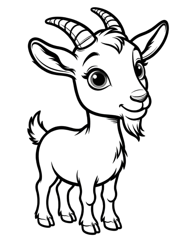 Printable Goat coloring page for kids ages 3–8