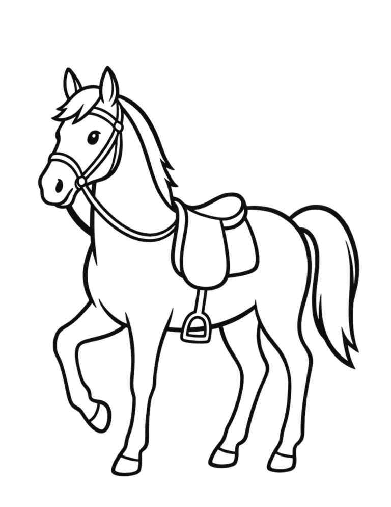 Printable Horse coloring page for kids ages 3–8