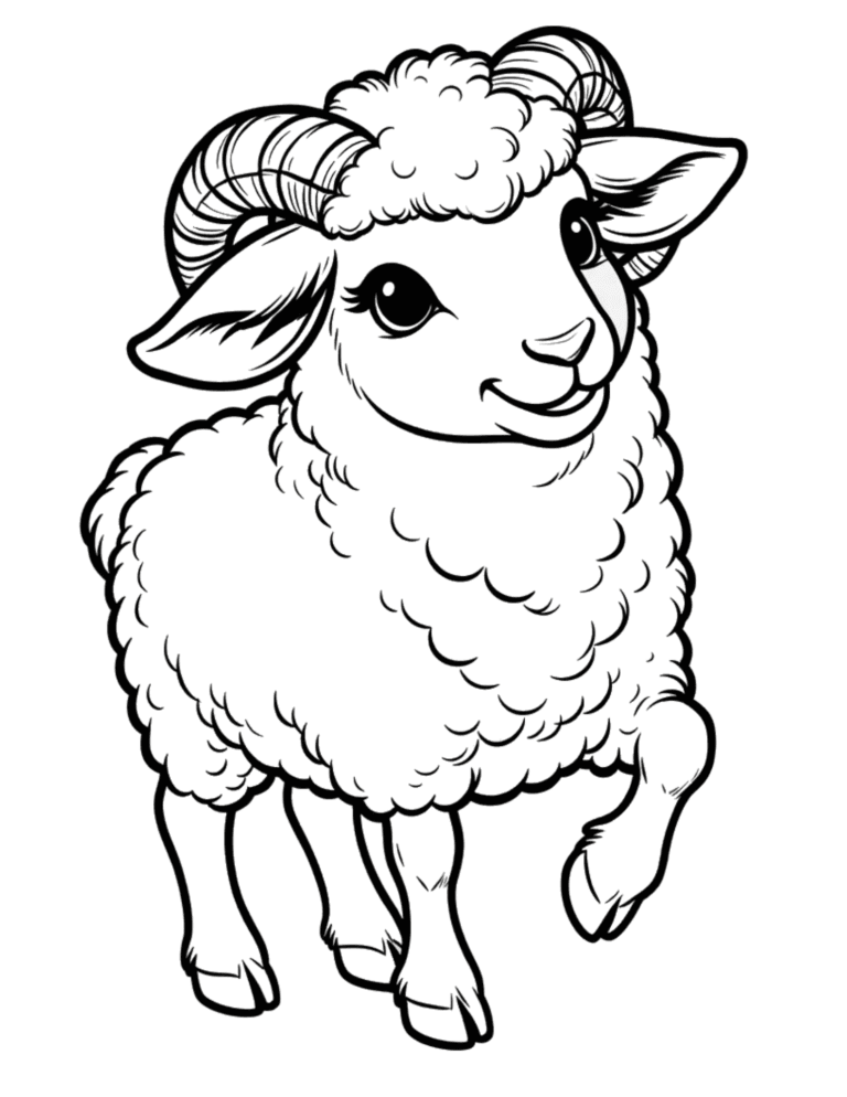 Printable Ram coloring page for kids ages 3–8