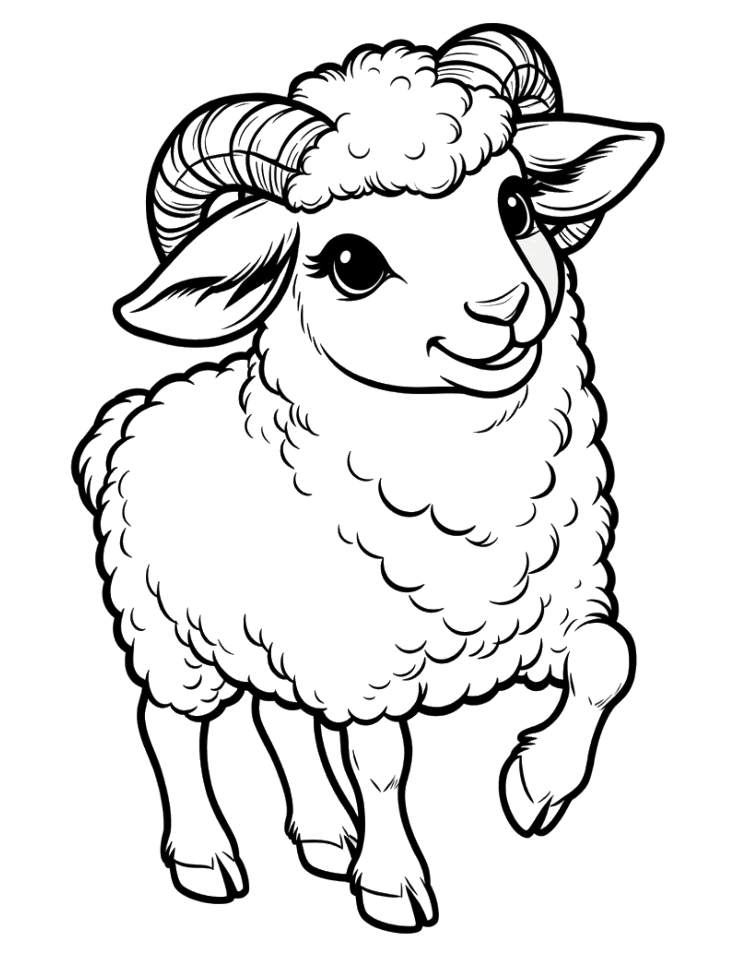 Free sheep coloring page printable for kids ages 3–8
