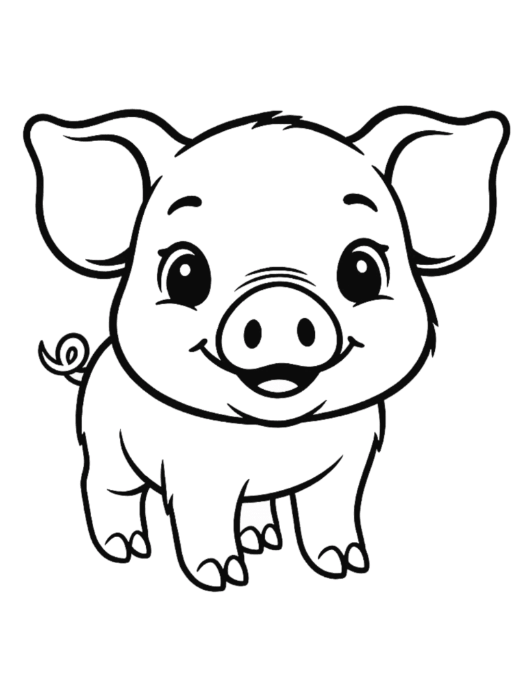 Printable Pig coloring page for kids ages 3–8