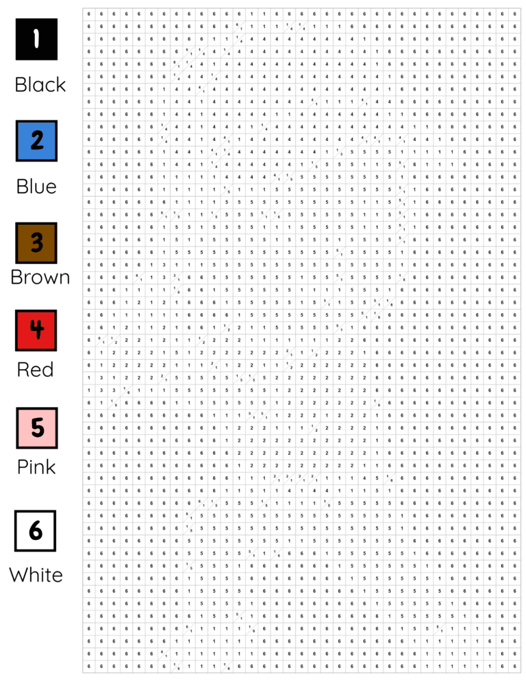Printable Baseball color by number activity for kids ages 3–8